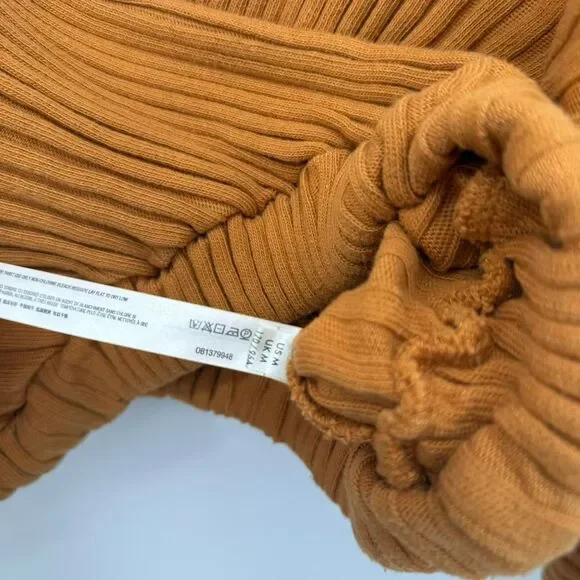 Free People Beach Orange Ribbed Wrap Top Long Sleeve Cropped Medium - Picture 6 of 8